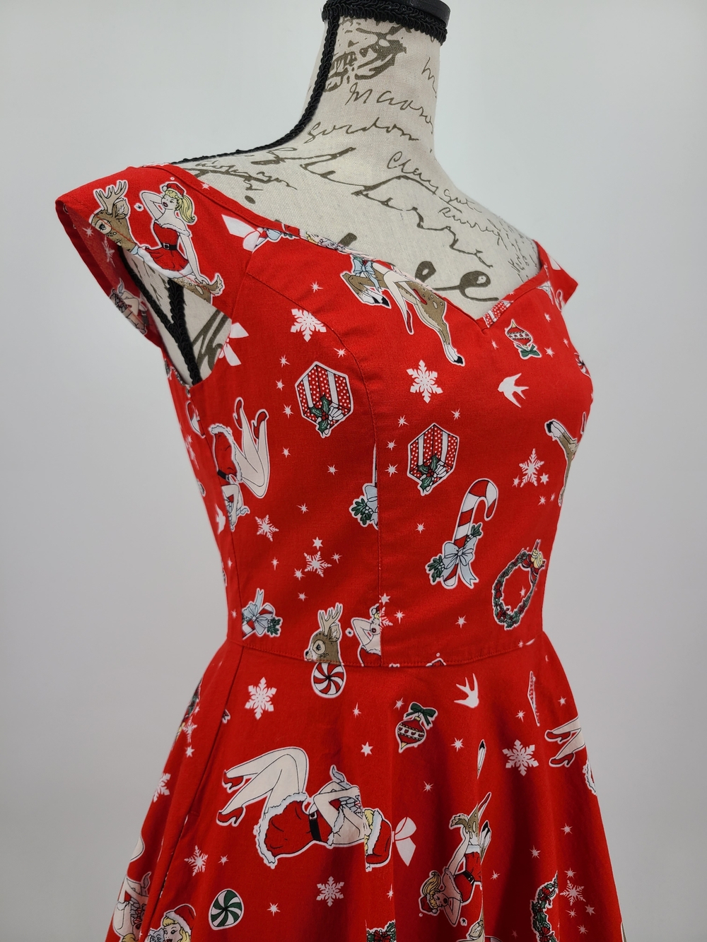 Hell Bunny Holiday Pin Up Girl Cotton Mini Fit And Flare Dress Size Small